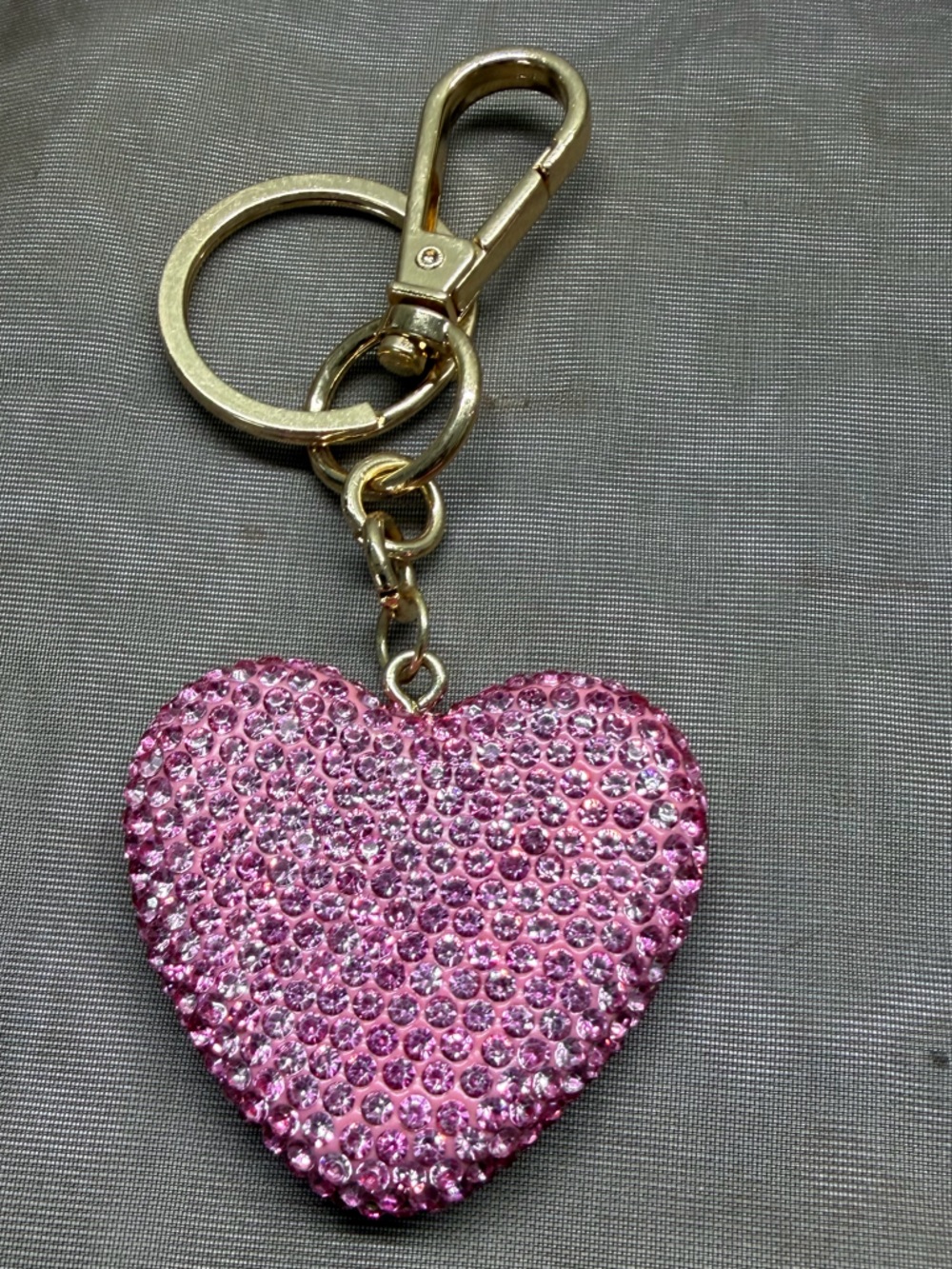 Pink Crystal Heart Keychain Charm